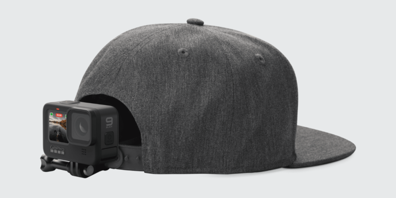 The GoPro QuickClip Slides onto any ballcap with a snug fit.